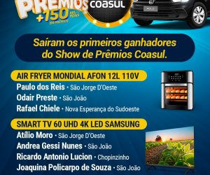  Coasul divulga os primeiros ganhadores do Show de Pr&ecirc;mios!