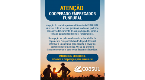 ATENÇÃO COOPERADO EMPREGADOR  FUNRURAL